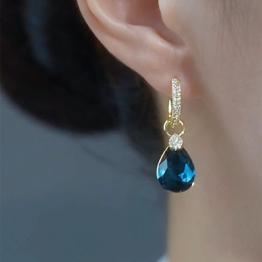 Blue Drop Crystal Earrings for Women